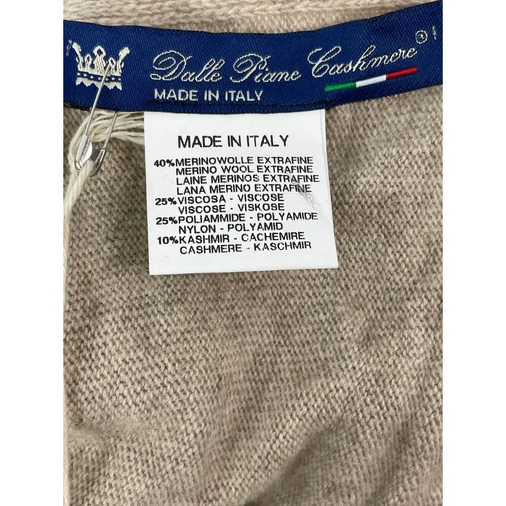 NEW Dalle Piane Cashmere Wool Beige Winter Snow Warmer Shawl Wrap Neck Scarf OS